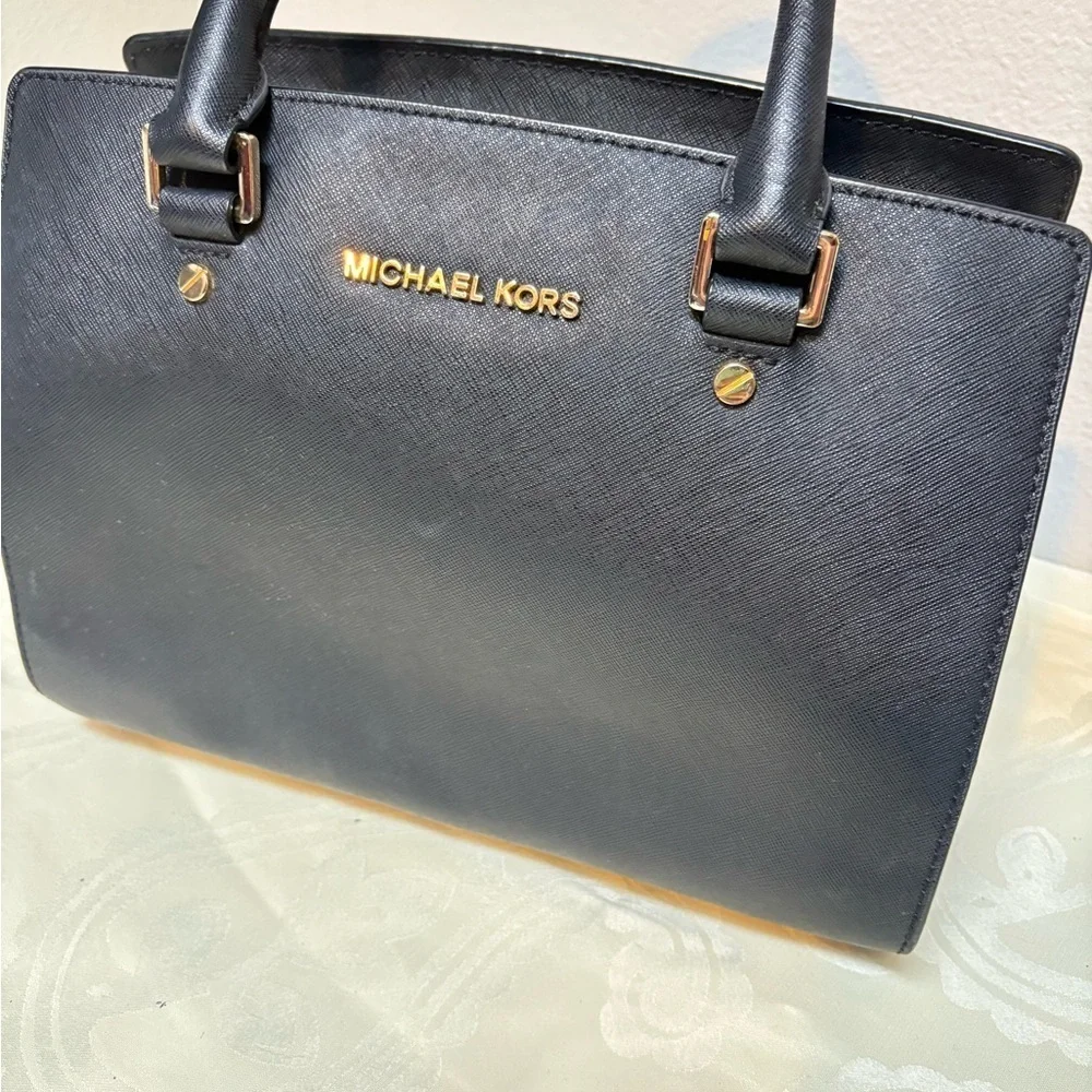 Michael Kors Black Selma Saffiano Leather Satchel